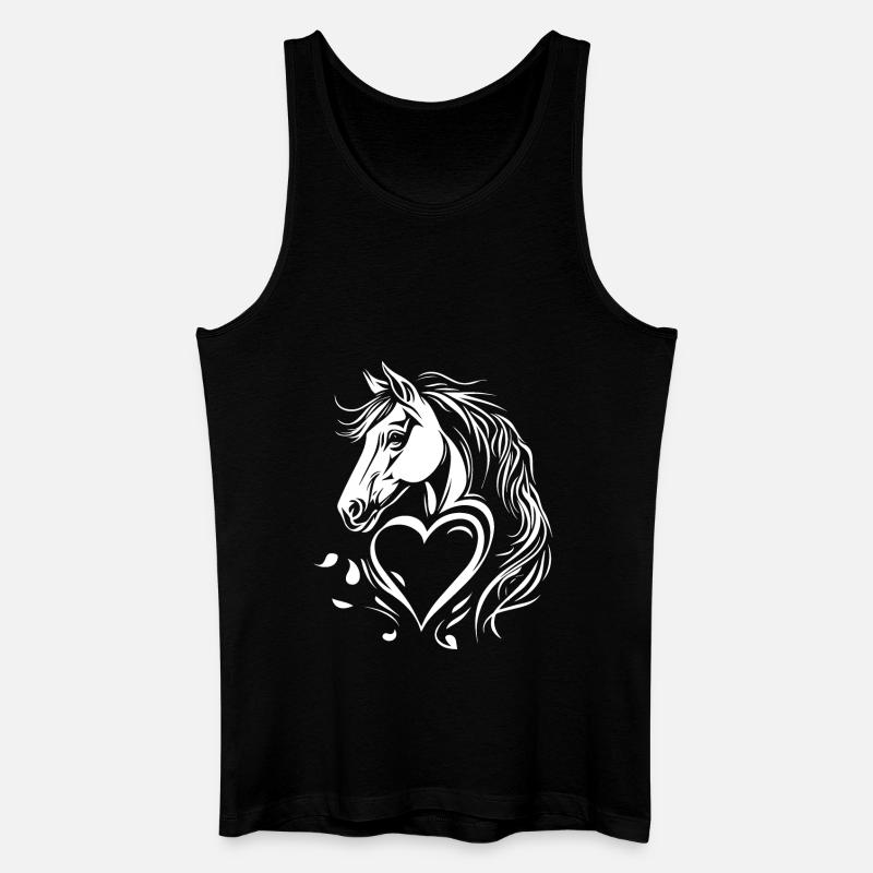 Pferd Herz - Männer Bio Tank Top - Schwarz