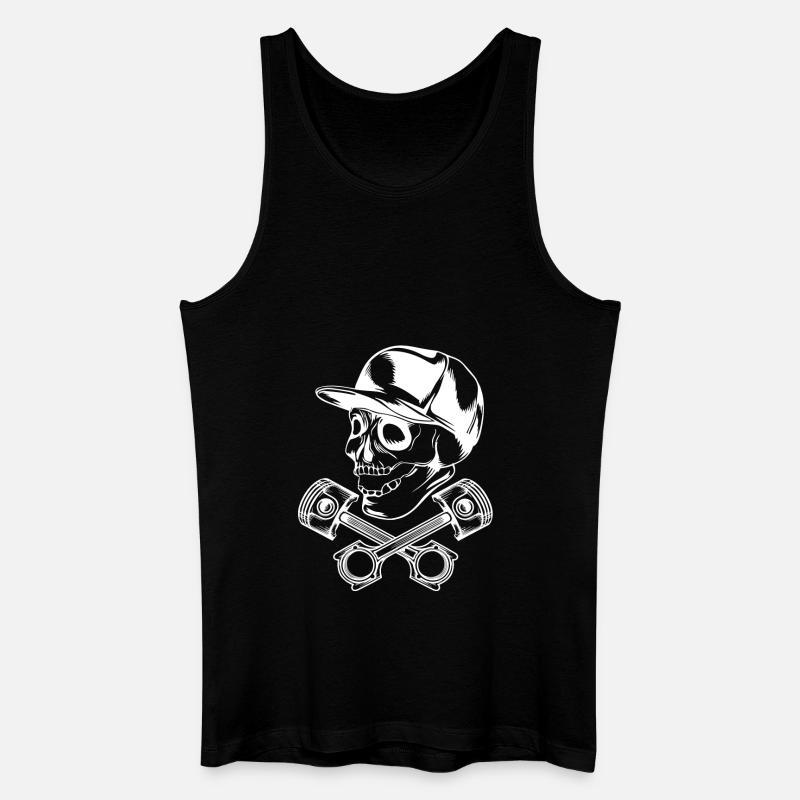 skull piston white - Männer Bio Tank Top - Schwarz