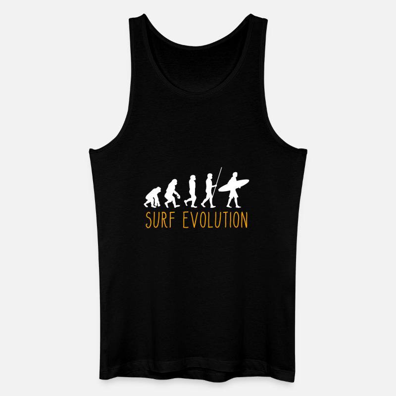 Evolution of Man Surfing - Männer Bio Tank Top - Schwarz