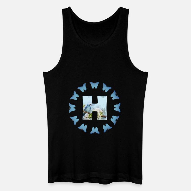 blüten blauer vogel h - Männer Bio Tank Top - Schwarz