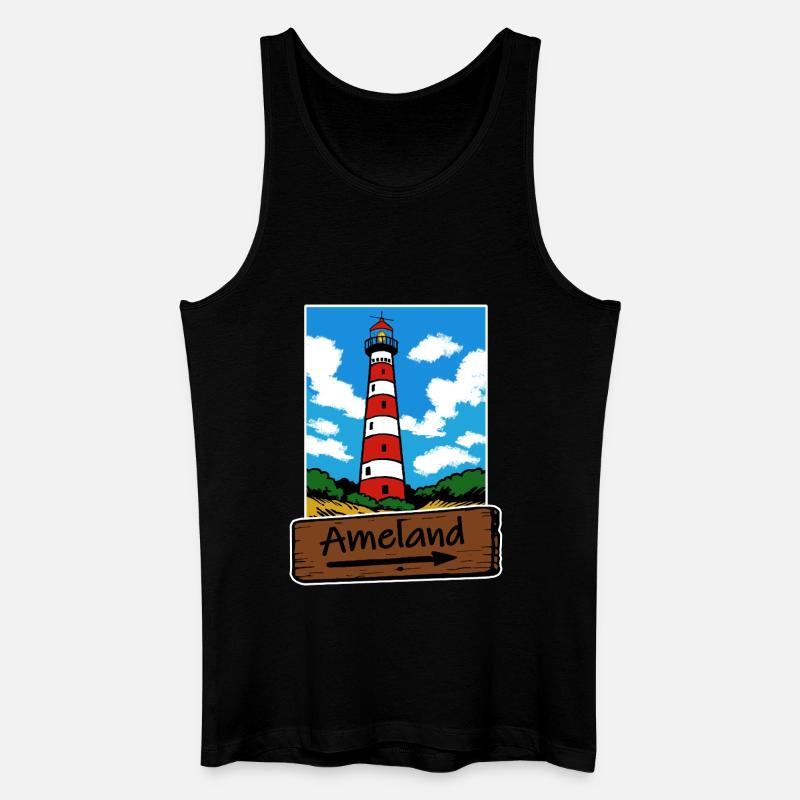 Ameland Leuchtturm Urlaub - Männer Bio Tank Top - Schwarz
