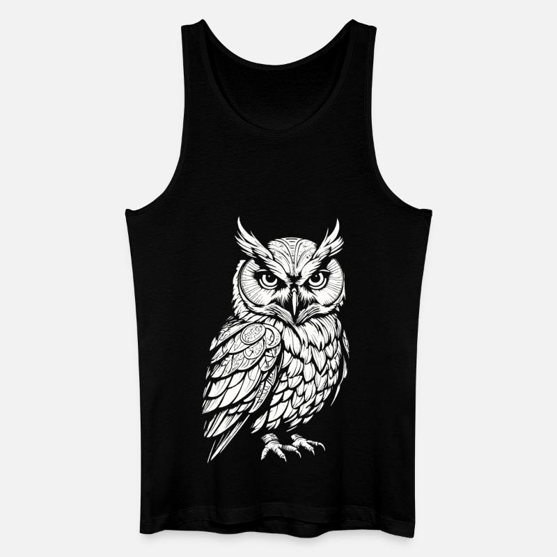Sowa - Ekologiczny tank top męski - czarny