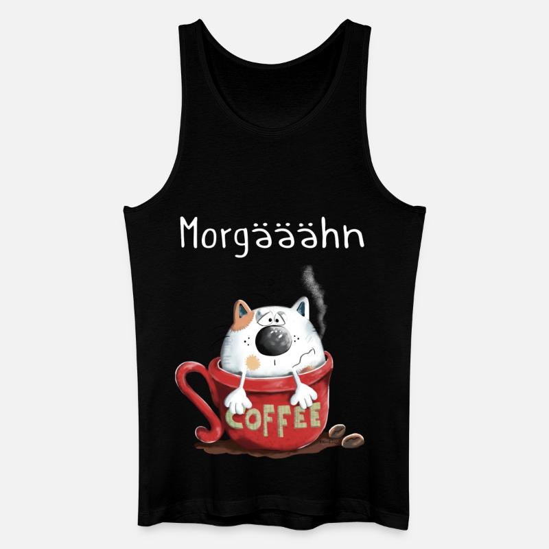 Morgähn Kaffee - Katze - Comic - Männer Bio Tank Top - Schwarz