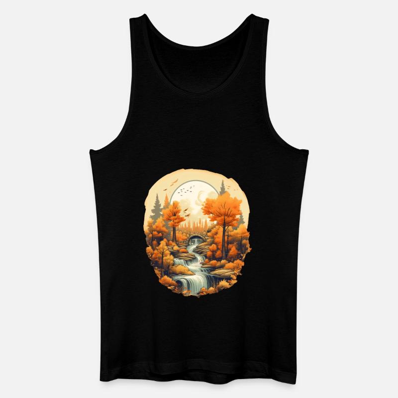 Herbstliche Landschaft - Männer Bio Tank Top - Schwarz