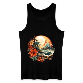 Tropisch - Männer Bio Tank Top - Schwarz - Vorne