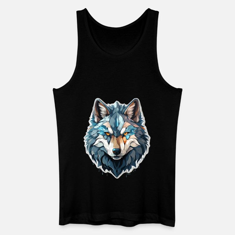 Wolf - Illustration - Männer Bio Tank Top - Schwarz