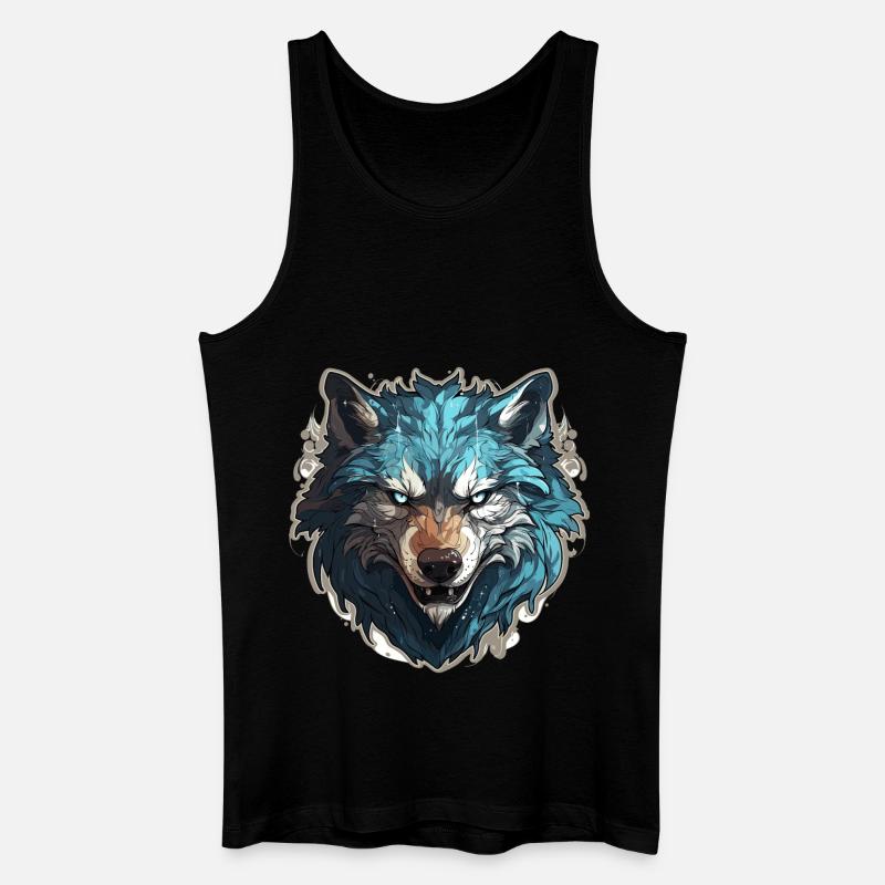 Wolf - Illustration - Männer Bio Tank Top - Schwarz