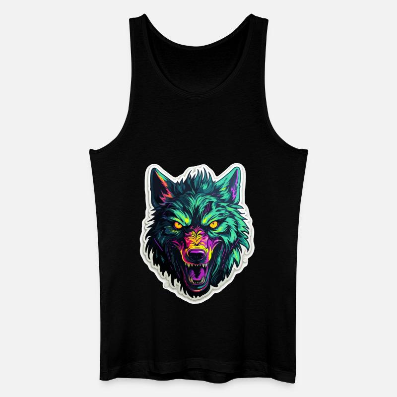 Wolf - Illustration - Männer Bio Tank Top - Schwarz