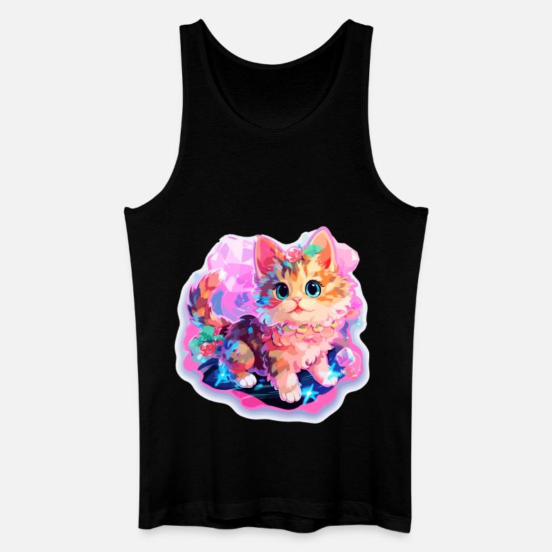 Katze - Illustration - Männer Bio Tank Top - Schwarz