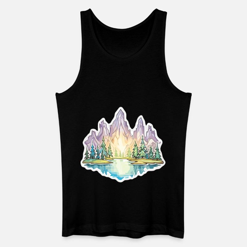 Landschaft - Illustration - Männer Bio Tank Top - Schwarz