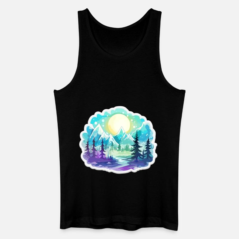 Landschaft - Illustration - Männer Bio Tank Top - Schwarz