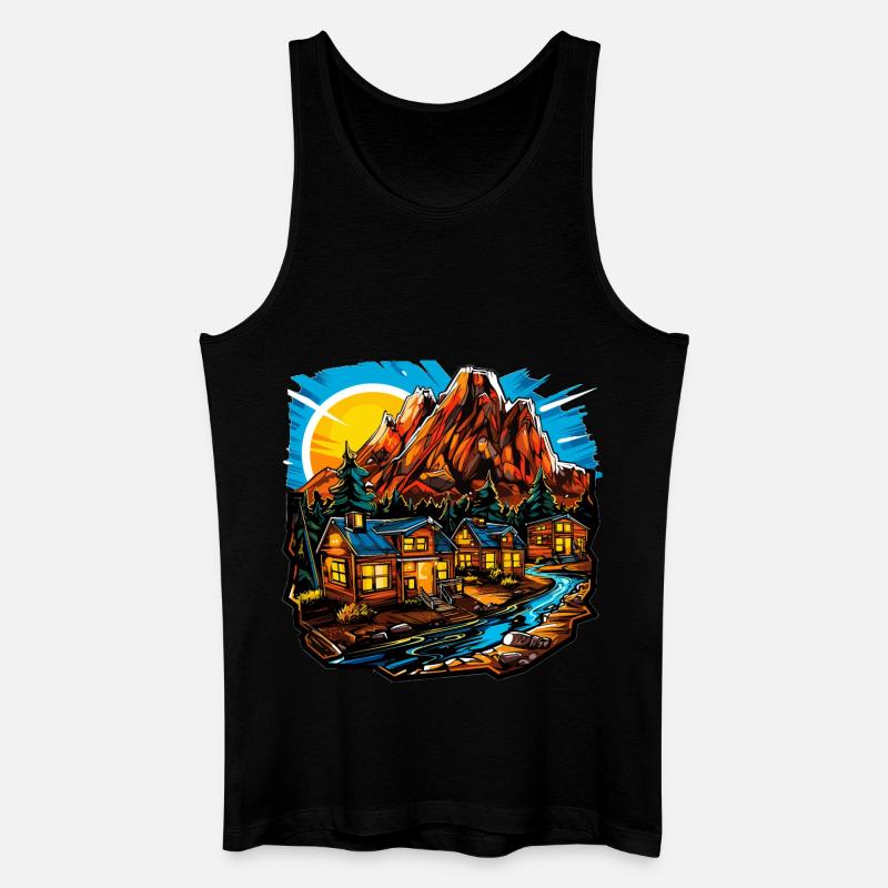 Landschaft - Illustration - Männer Bio Tank Top - Schwarz