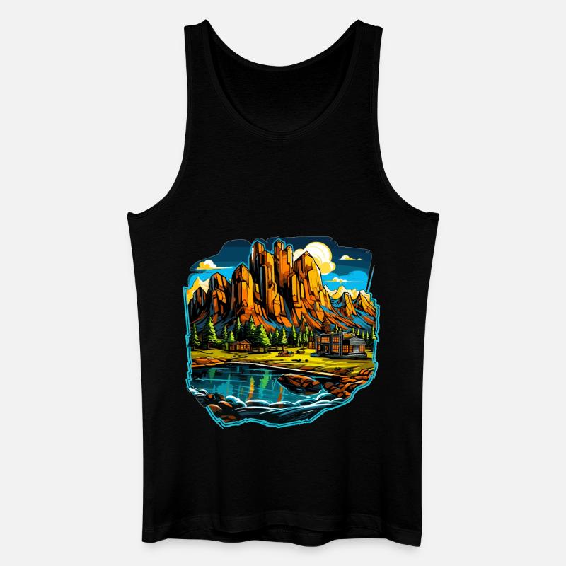 Landschaft - Illustration - Männer Bio Tank Top - Schwarz
