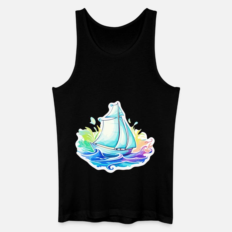 Segelboot - Illustration - Männer Bio Tank Top - Schwarz