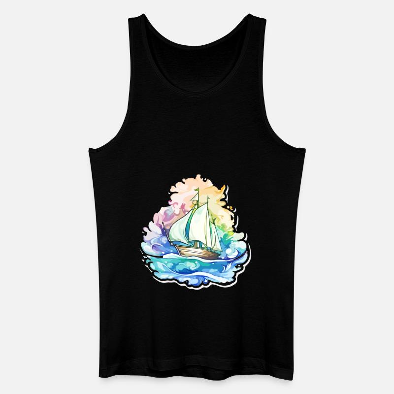 Segelboot - Illustration - Männer Bio Tank Top - Schwarz