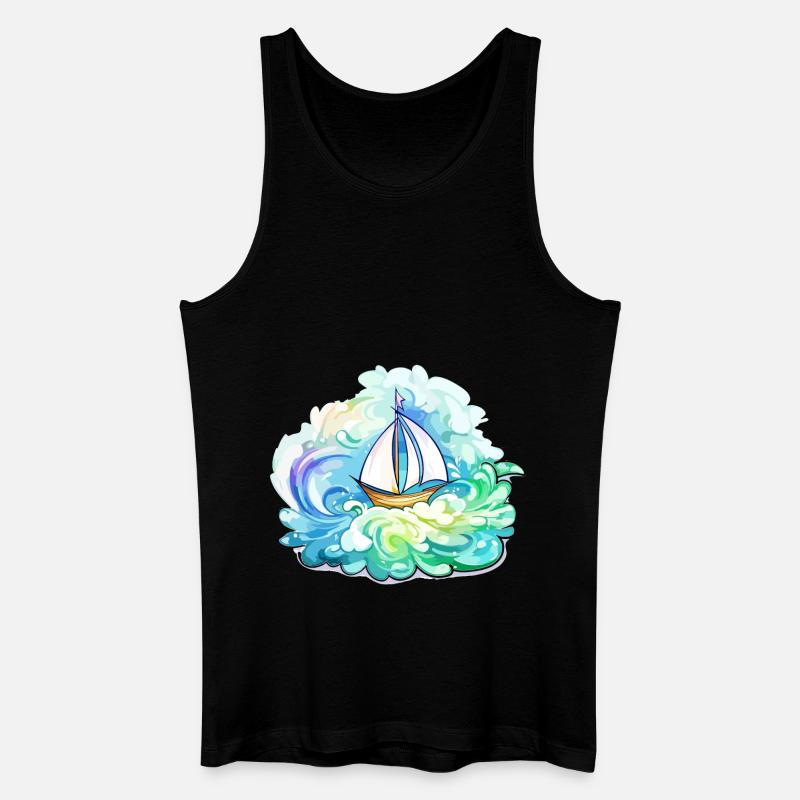 Segelboot - Illustration - Männer Bio Tank Top - Schwarz