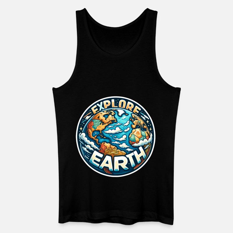 Explore Earth - Erde Illustration - Männer Bio Tank Top - Schwarz