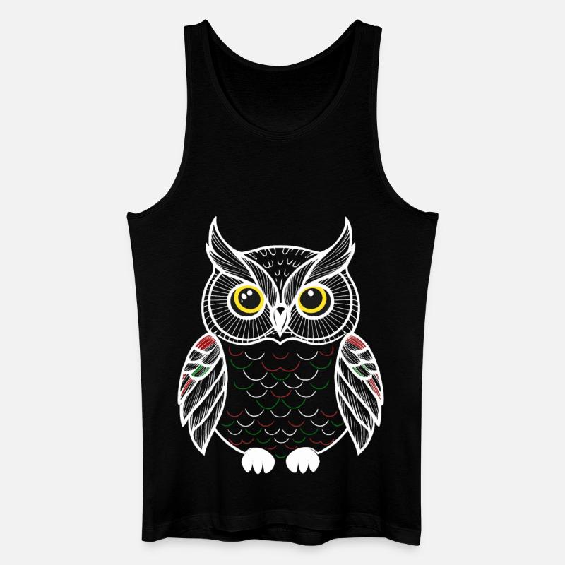 bunte Eule - Männer Bio Tank Top - Schwarz