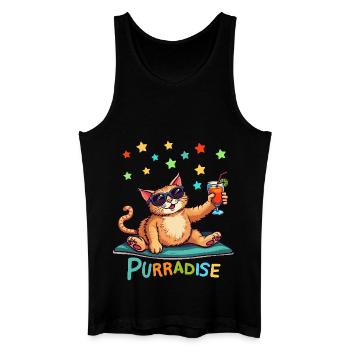Chat d’été Vacances Cocktail Paradise Purr - Débardeur bio Homme - noir - Devant