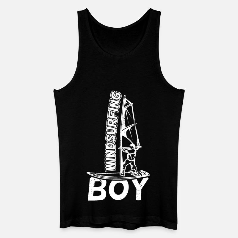 Lustiger Windsurfer Junge - Männer Bio Tank Top - Schwarz