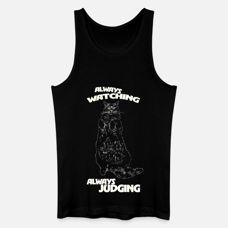 IMMER BEOBACHTEND, IMMER URTEILEND - Männer Bio Tank Top - Schwarz
