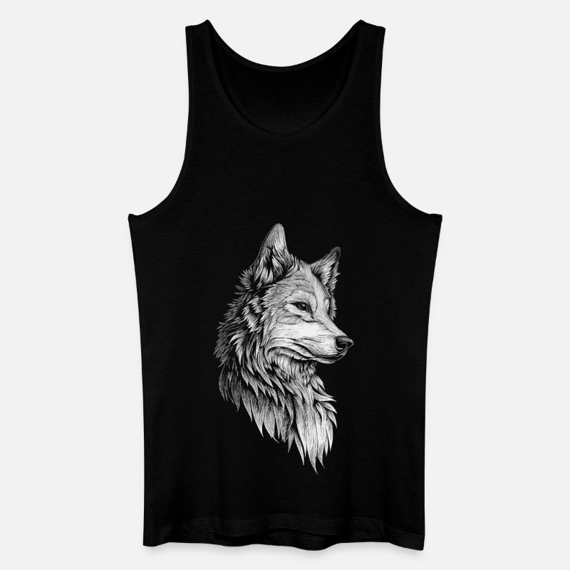 Wolf Kopf Realistisch - Männer Bio Tank Top - Schwarz