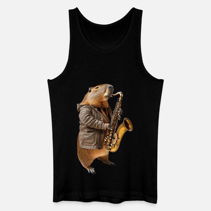 Capybara Saxophon - Männer Bio Tank Top - Schwarz