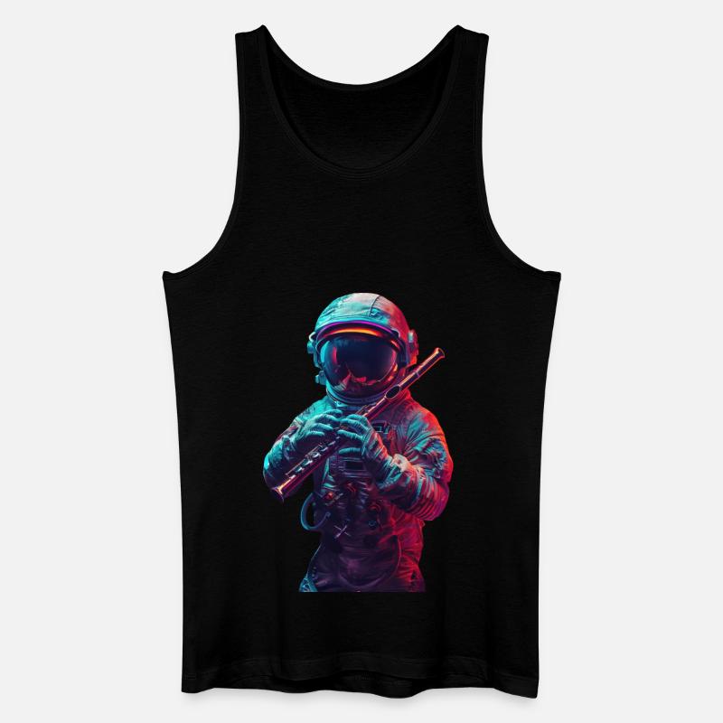 Astronaut Querflöte - Männer Bio Tank Top - Schwarz