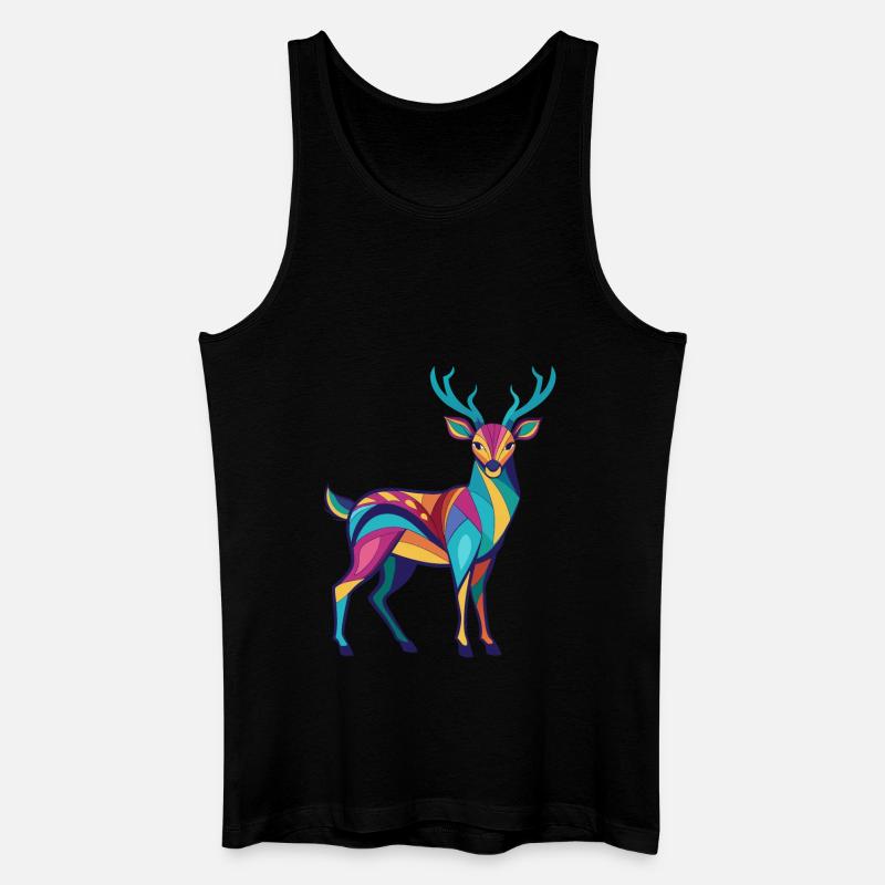 Reh - Bunt und lebhaft - Männer Bio Tank Top - Schwarz