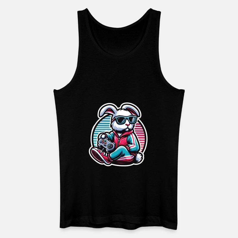 Lässiger Gamer-Hase Mit Controller - Männer Bio Tank Top - Schwarz
