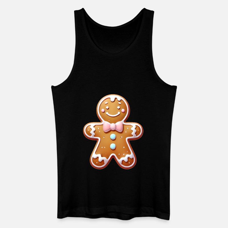 Fröhlicher Lebkuchenmann Illustration - Männer Bio Tank Top - Schwarz