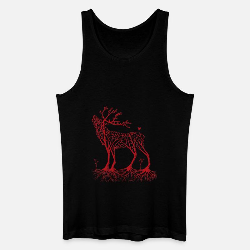 Wald-Hirsch in rot - Männer Bio Tank Top - Schwarz
