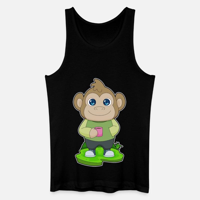 Affe Tasse Kaffee - Männer Bio Tank Top - Schwarz