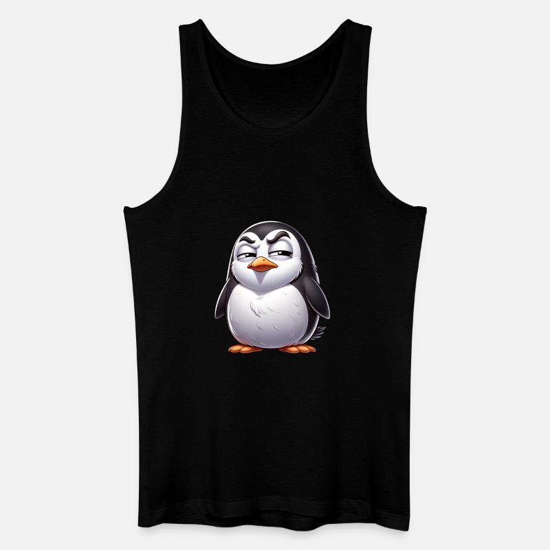 Skeptischer frecher Pinguin Cartoon - Männer Bio Tank Top - Schwarz