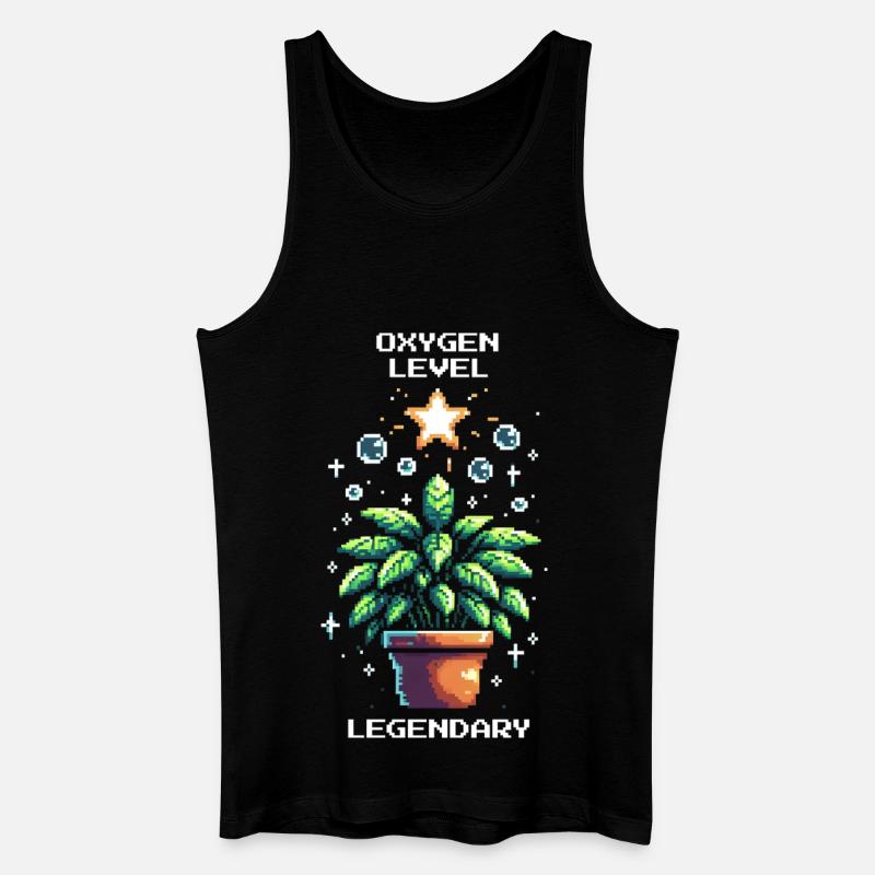 Oxygen Level Legendary | Pflanzenpower Gaming - Männer Bio Tank Top - Schwarz