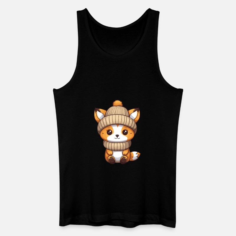 Fuchs Winter Comic - Männer Bio Tank Top - Schwarz