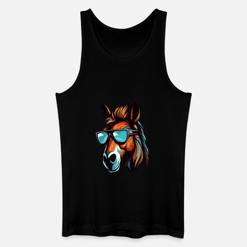 Pferd Kopf Porträt Cool - Männer Bio Tank Top - Schwarz