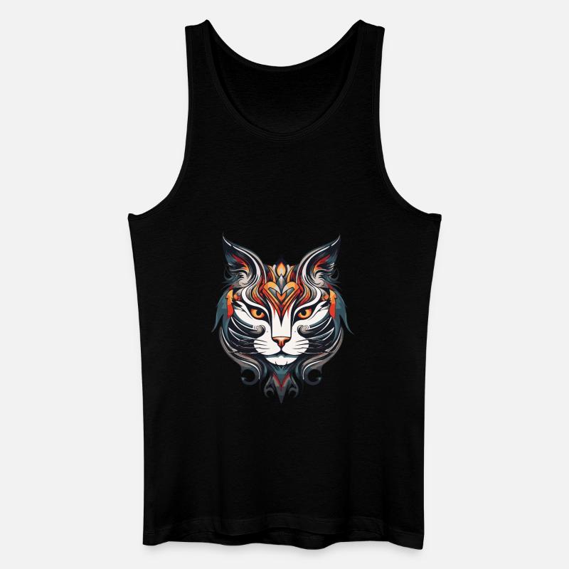 Katze Portrait Kopf - Männer Bio Tank Top - Schwarz