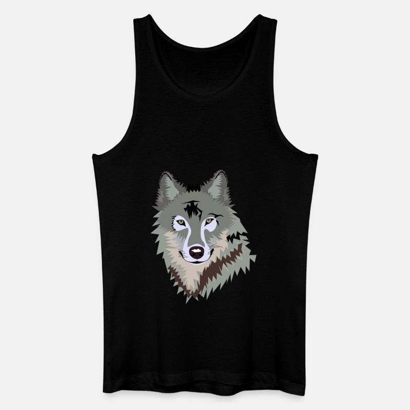 Wolf - Männer Bio Tank Top - Schwarz