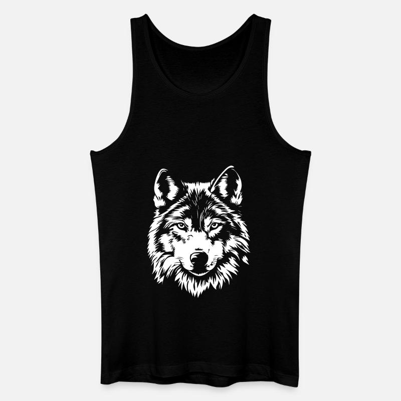 Wolf Gesicht - Männer Bio Tank Top - Schwarz