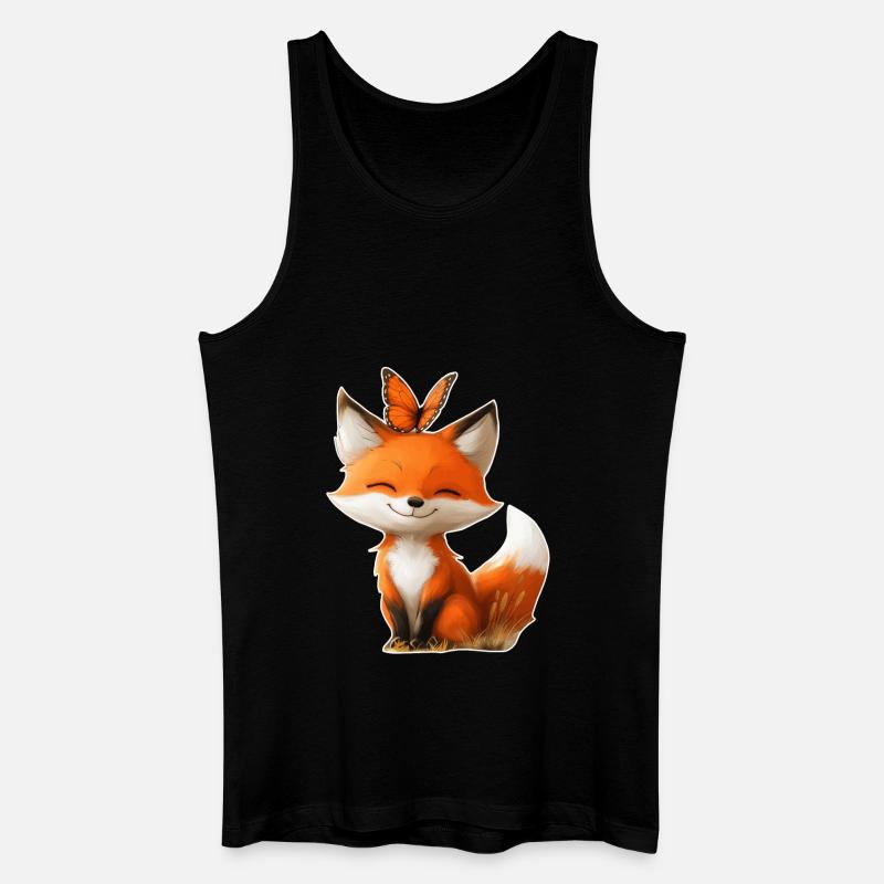 Fuchs mit Schmetterling - Männer Bio Tank Top - Schwarz