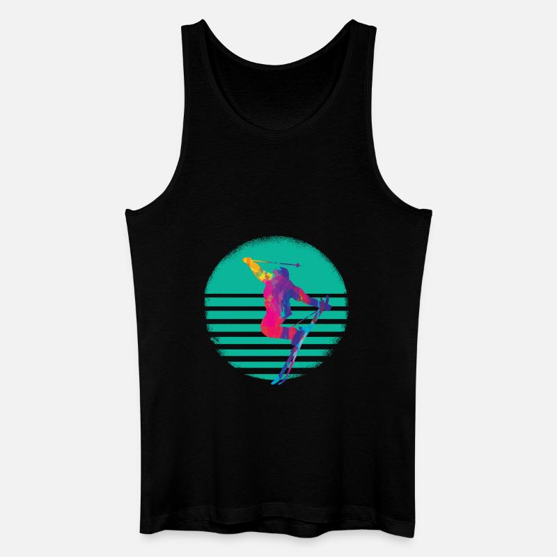 Ski Skispringer Sunset bunt - Männer Bio Tank Top - Schwarz