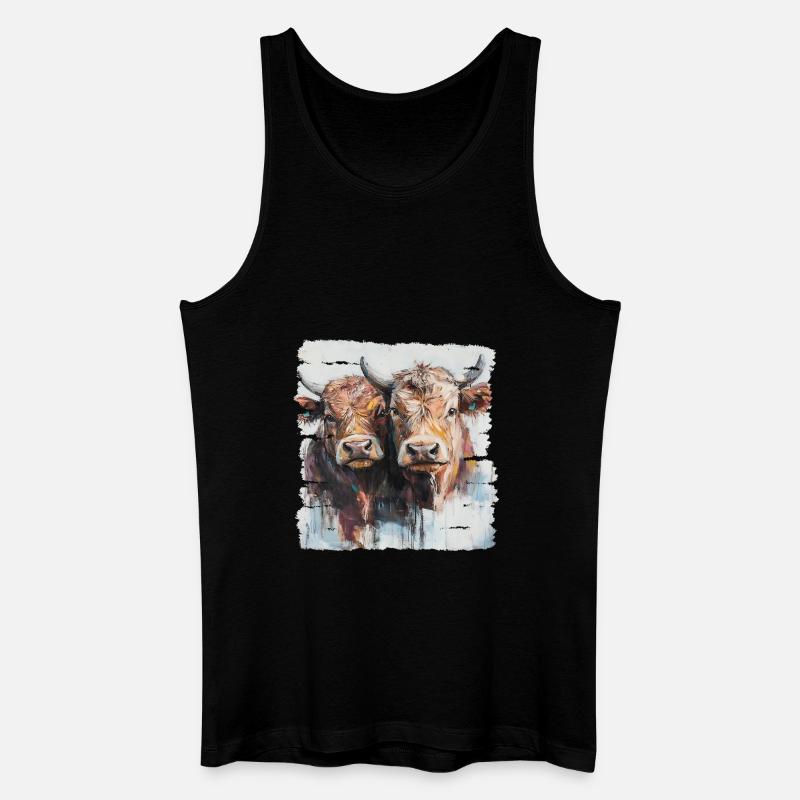 Zwei Jungbullen oder zwei Kühe? - Männer Bio Tank Top - Schwarz