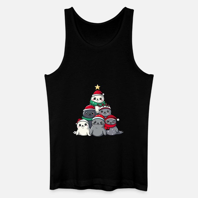 Robbe Weihnachten Christbaum - Männer Bio Tank Top - Schwarz