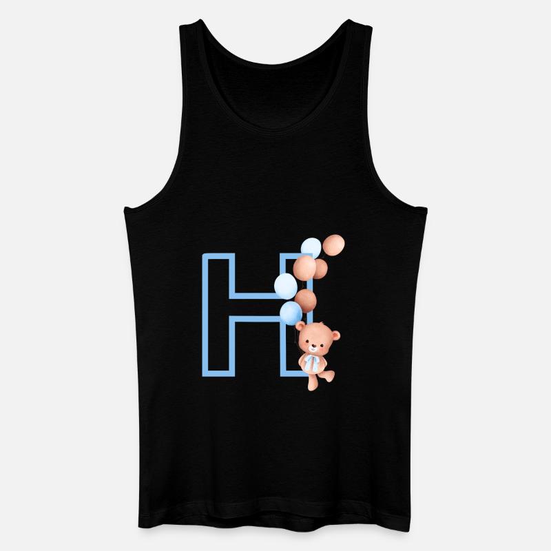 Buchstabe h blauer Bär - Männer Bio Tank Top - Schwarz