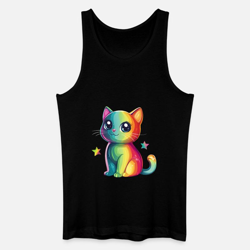 Süße Regenbogen Katze - Männer Bio Tank Top - Schwarz