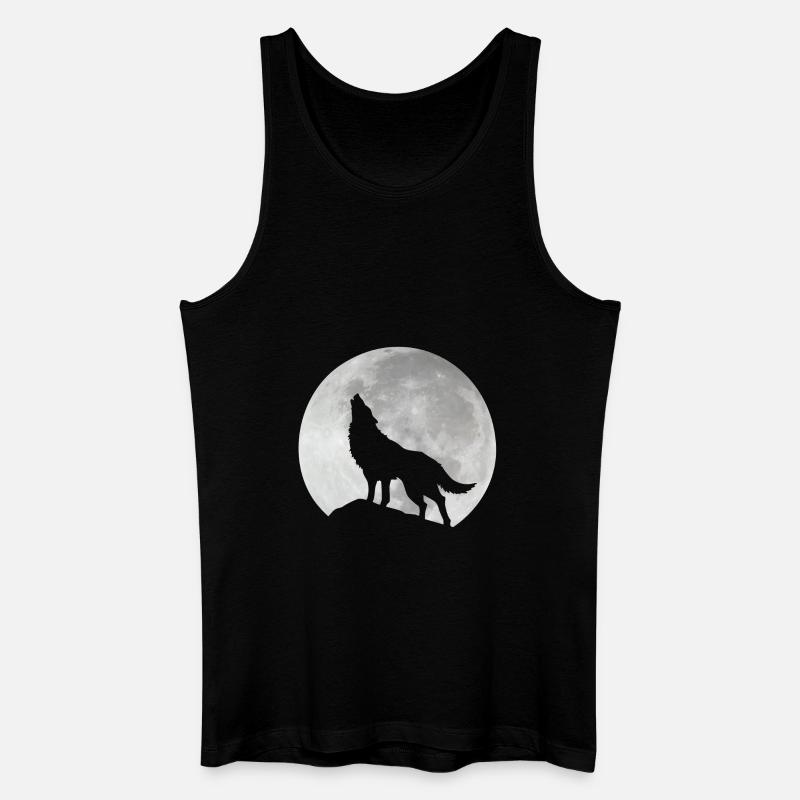 Wolf im Mond - Männer Bio Tank Top - Schwarz