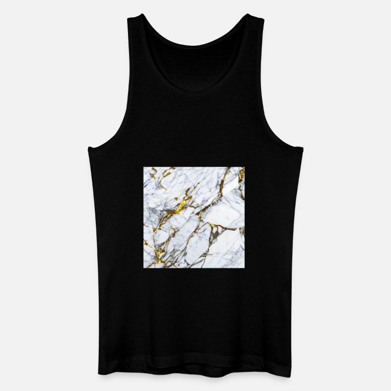 Marmor Weiß Gold Textur - Männer Bio Tank Top - Schwarz