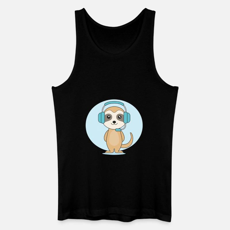 Erdmännchen mit Headset - Männer Bio Tank Top - Schwarz