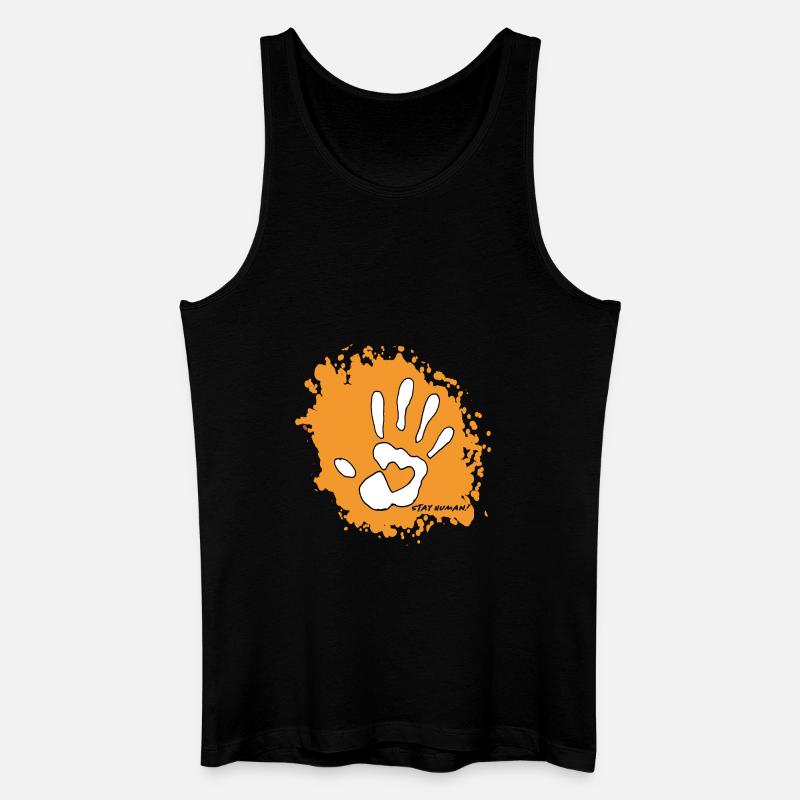 Petroglyph - Stay Human! - Männer Bio Tank Top - Schwarz